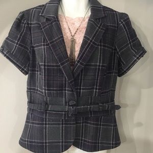 Maurices gray purple plaid blazer Large